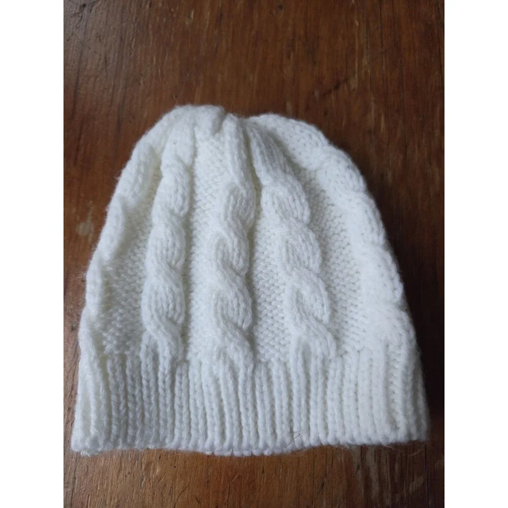 Lot Of Handmade Hand Knit Baby Booties,  Mittens & Hat Unisex White Blue NEW